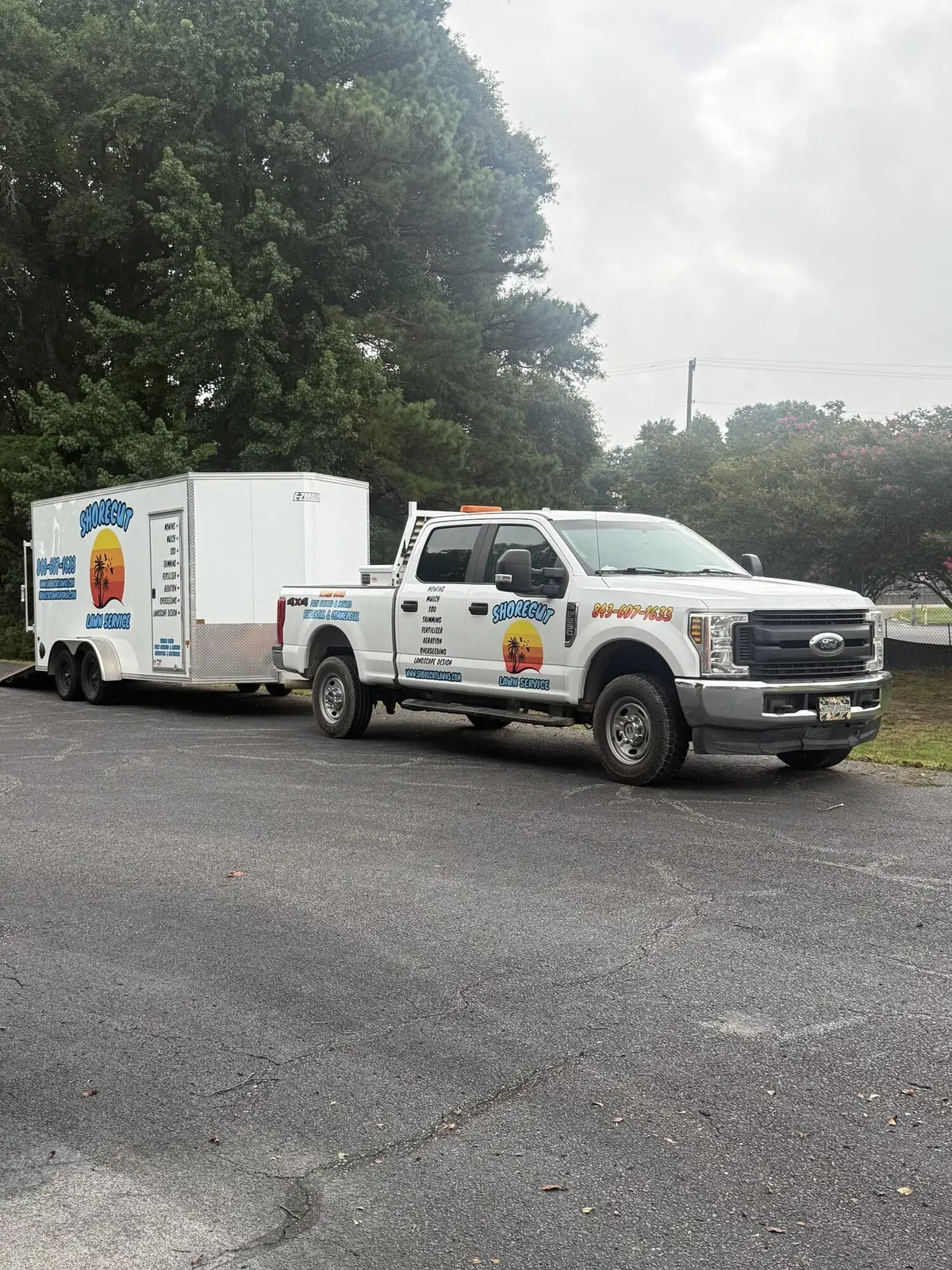 The ShoreCut branded truck and trailer